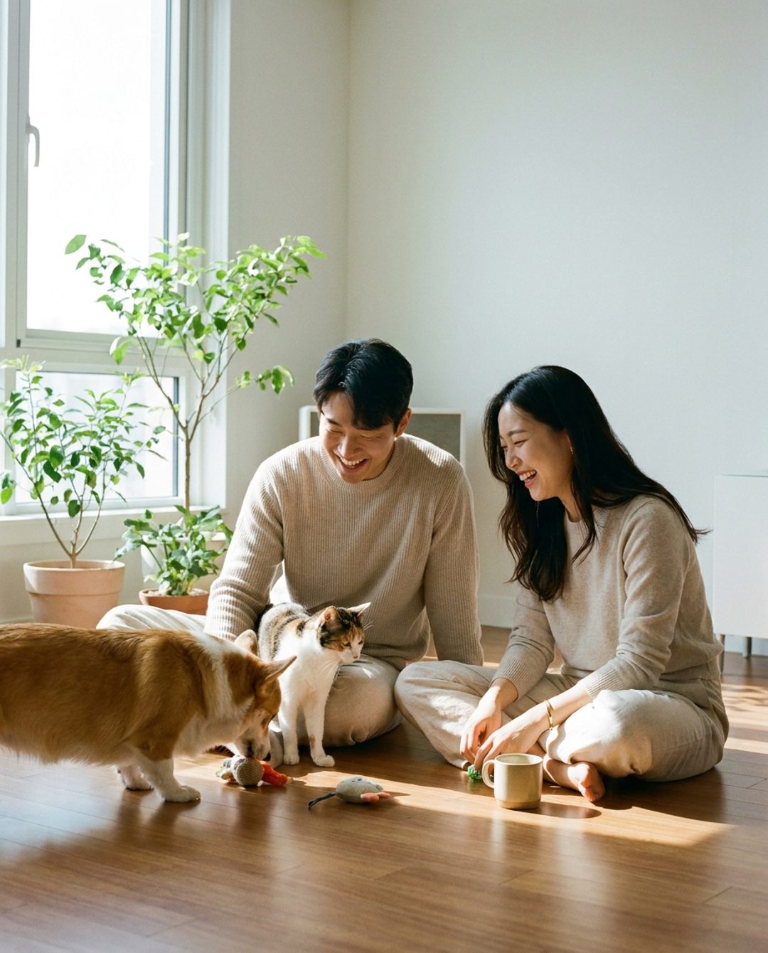 반려견·반려묘와 노는 커플